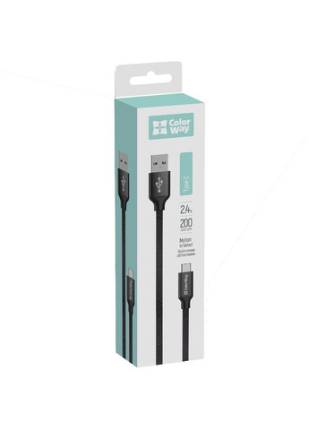 Кабель USB Type-C 2.4 А 2м black (CW-CBUC008-BK) Colorway (306581649)