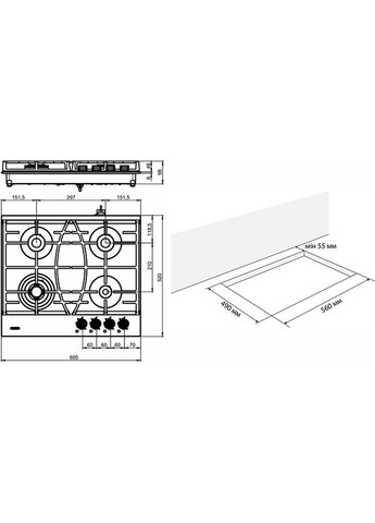 Варильна поверхня LIRA 60 BL CF ELEYUS (362575580)