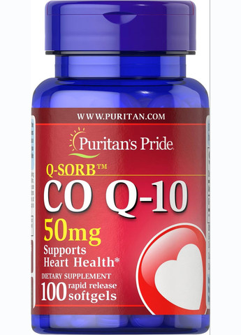 Коэнзим Puritan's Pride CO Q-10 50 mg (Q-SORB™), 100 гелевых капсул Puritans Pride (289987349)