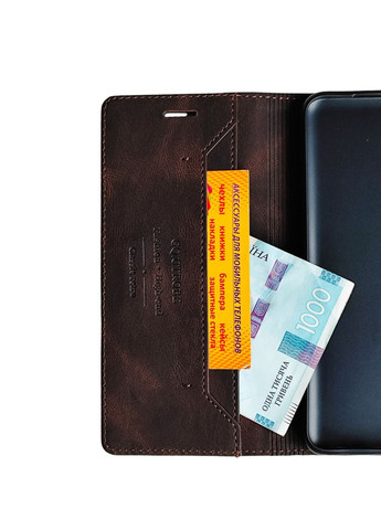 Чехол-книжка на Redmi Note14pro plus Чехол книжкой на редми ноут14pro+ с карманами для карт Коричневый Xiaomi (368832953)