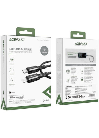 Дата кабель MFI C4-01 USB-C to Lightning aluminum alloy (1.8m) Acefast (291879227)