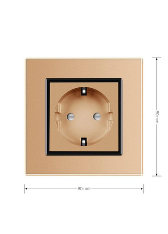 Електрична розетка з заземленням, золота з чорною вставкою, шторки, скло, 250В 16А (VL-C7C1EU-13B) Livolo (372162160)