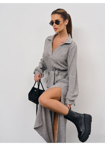 Серое платье 15351 серое ISSA PLUS однотонное