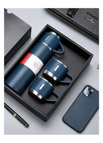 Набор термос и 3 чашки 500 мл с вакуумной изоляцией в красивом подарочном пакете разные цвета Unique (365877064)