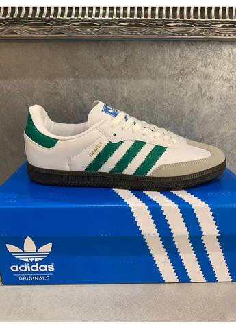 КРОССОВКИ ЖЕНСКИЕ ADIDAS SAMBA OG WHITE GREEN GUM АДИДАС САМБА No Brand серые демисезоны (367170407)