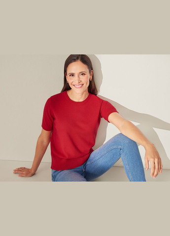 Червоний демісезонний джемпер з коротким рукавом для жінки lenzing ecovero 458820 червоний Esmara
