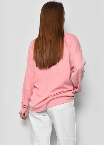 Свитшот женский полубатальный розового цвета Let's Shop - Свободный крой однотонный розовый спортивный хлопок - (289719287)