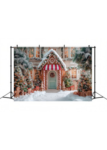 Фотозона Пряниковий будиночок і ялинка з прикрасами – №46598 Vinylpex (369929975)