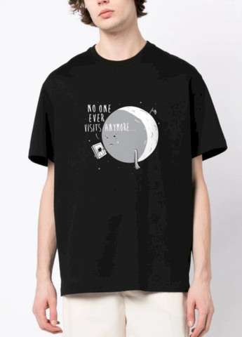 Черная футболка oversize мужская черная "no one ever visits anymore..." Trace of Space