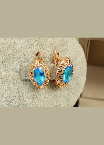 Сережки маркиз із блакитним каменем 1.6 см золотисті Xuping Jewelry (316433388)
