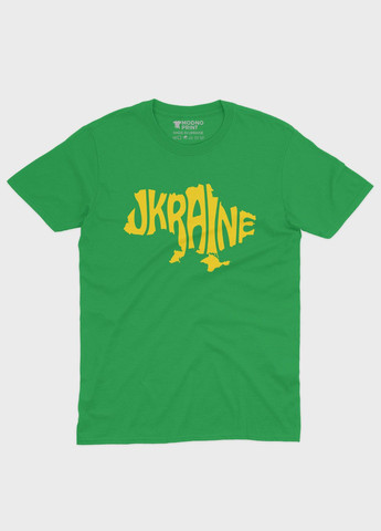 Зеленая демисезонная футболка для мальчика с патриотическим принтом карта украины (ts001-2-keg-005-1-043-b) Modno
