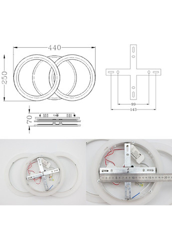 Cвітлодіодна люстра MOKA 3R 60 Вт 440x250x70 мм Біла ESLLSE (358201889)