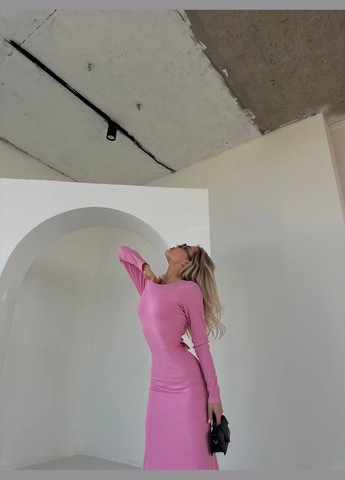 Розовое кэжуал женское платье рубчик No Brand