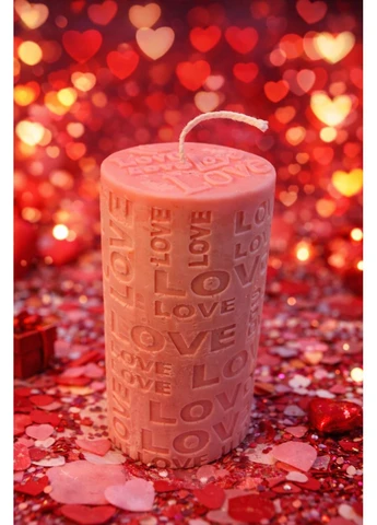 Свеча цилиндр «LOVE», розовая No Brand (393272253)