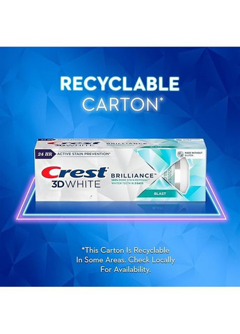 Зубная паста 3D White BRILLIANCE BLAST для отбеливания зубов – 130 гр Crest slim fit (370442015)