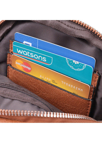 Жіноча сумка через плече з екошкіри з акцентом на текстильну лямку 22780 Рудий Vintage (303877182)