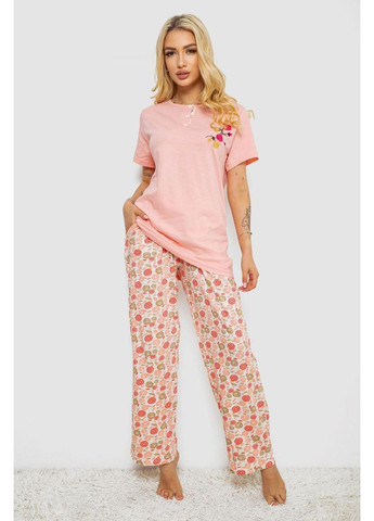 Персиковая пижама женская с принтом, цвет персиковый, 243r10353. Ager
