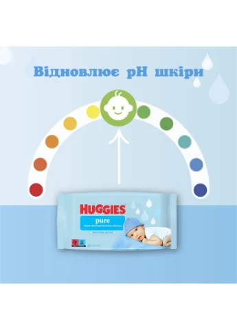 Детские влажные салфетки Pure 56 шт (5029053550039) Huggies (382071230)