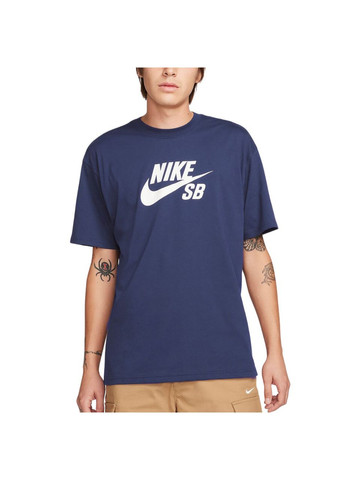 Синя футболка sb logo skate t-shirt white cv7539-411 Nike