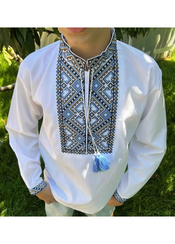 Біла вишиванка для хлопчиків візерунок орнамент (373313405)