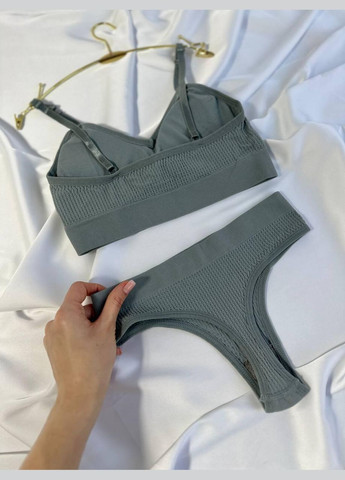 Сірий демісезонний безшовний комплект жіночої білизни l сірий (do2503/5) Ghazel