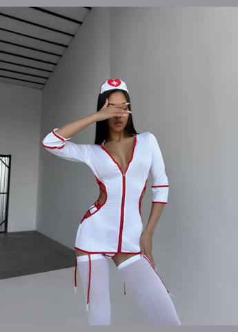 Білий демісезонний костюм відвертої медсестри Vakko