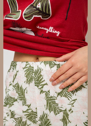 Бордовая всесезон пижама женская с принтом,, 243r3755 Ager