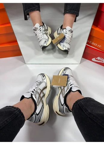Белые летние кроссовки asics clay kanyon white grey black асикс гель No Brand