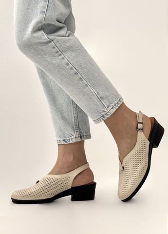 Бежевые босоножки женские кожаные на полную стопу Sherlock Soon