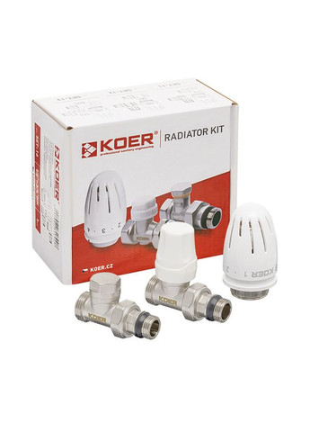 Комплект для подключения радиатора SET-15 - 1/2"x3/4" (прямой) с термоголовкой ЗЗ (KR3180) KOER (322003399)