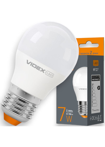 Светодиодная лампа G45 7W E27 3000K (VLG45e-07273) Videx (282940342)