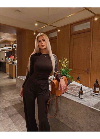 Жіночий костюм з віскози: лонгслів з вирізами + штани палаццо👉 Заміри в описі GD/GL Модний простір (364966898)