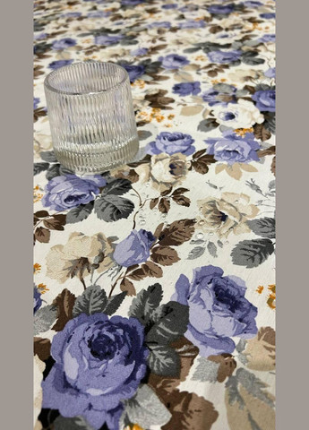 Хлопковая влагоотталкивающая скатерть 120х180 см с узором цветы с пропиткой 05062 (0506-2) No Brand (308755181)