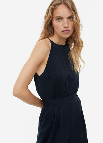 Комбінезон H&M однотонний темно-синій повсякденний поліестер