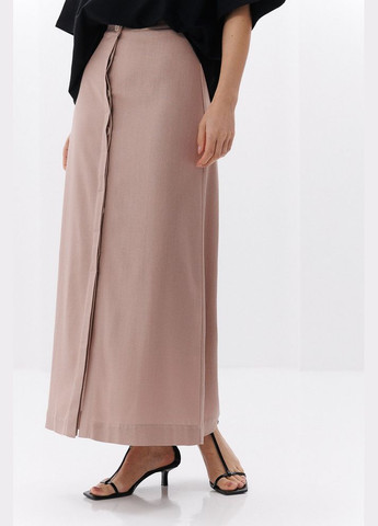 Бежевая длинная льняная юбка с пуговицами спереди Arjen