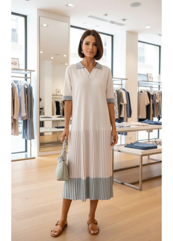 Бежева кежуал літня плісирована сукня міді блакитний Number Nine