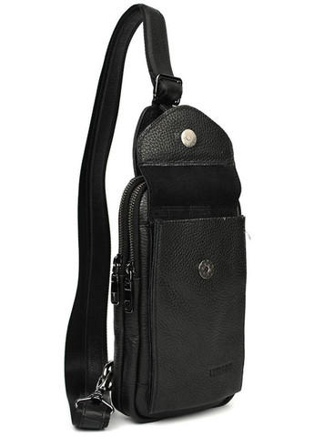 Сумка слинг через плечо мужская кожаная для телефона и для документов средняя Черный 39026 LIMARY (351403565)