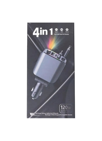 Автомобильное зарядное устройство LED-проекция, с быстрой зарядкой и выдвижным кабелем Type-C HP-E1 No Brand (353502254)