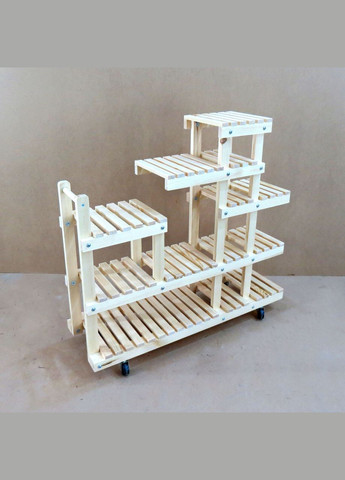 Подставка для цветов из дерева Монтобан бланже на колёсиках (ЦВТ-109401) No Brand (328227113)