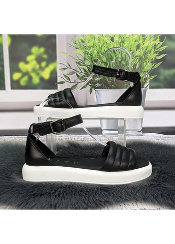 Босоніжки жіночі чорні шкіряні на білій підошві. Arto (336709059)