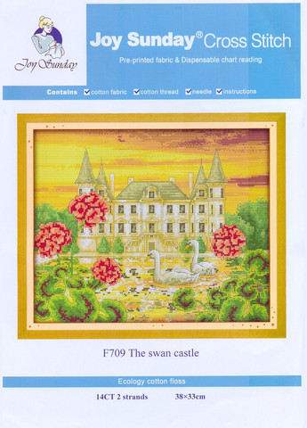 Набор для вышивания по нанесённой на канву схеме "The swan castle" . AIDA 14CT printed, 38*33 см Joy Sunday (313613005)