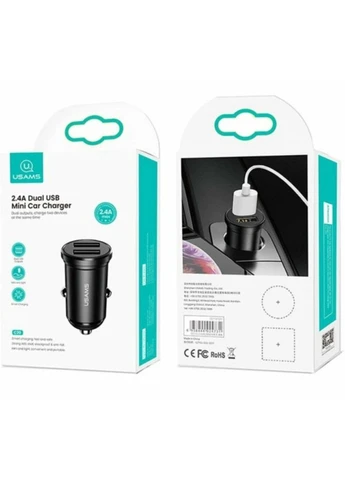 АЗП CC114 C20 2.4A Dual USB Mini Car Charger Черный USAMS (368591083)