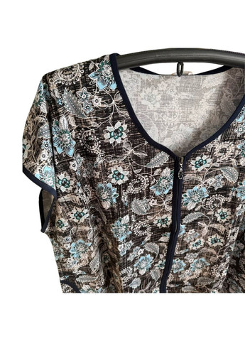 Халат жіночий бавовняний темно-сірий Квіти W3312 Samo (344589631)