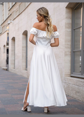 Молочна повсякденний сукні з відкритими плечима ISSA PLUS однотонна