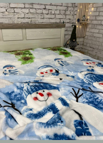 Плед новогодний теплый плюшевое флис Синий 160х215 см No Brand (308754789)