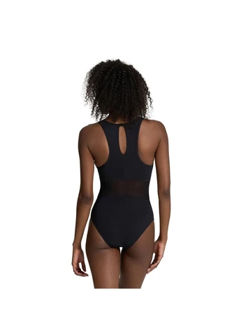 Черный летний купальник mesh panels swimsuit vent back black 006658-500 Arena