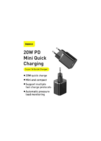 Сетевой зарядное устройство Super Si Quick Charger 1C 20W EU Black Baseus Baseus Super Si (400478165)