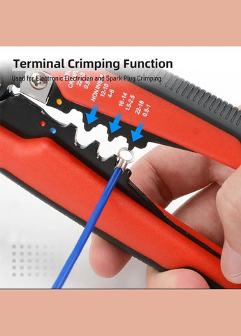 Инструмент для зачистки проводов и обжима кабеля 0,2-6 мм MT-103B Красный No Brand (302242481)