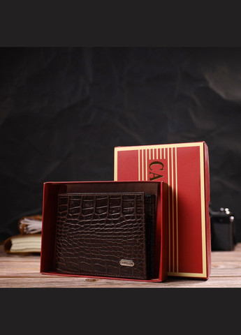 Чоловічий гаманець без застібки з натуральної шкіри з тисненням під крокодила 21763 Canpellini (331908182)