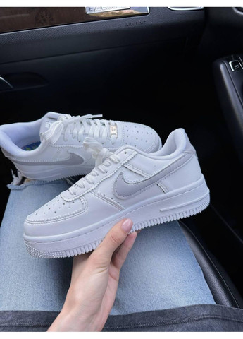 Серые демисезонные кроссовки мужские nike air force 1 low white grey найк аир форс 1 премиум No Brand